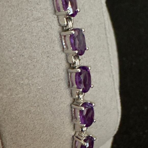 Beautiful Genuine Amethyst Bracelet 7.25in, 4.5mm 7.98ctw~Retail $1300~NEW - Picture 6 of 14